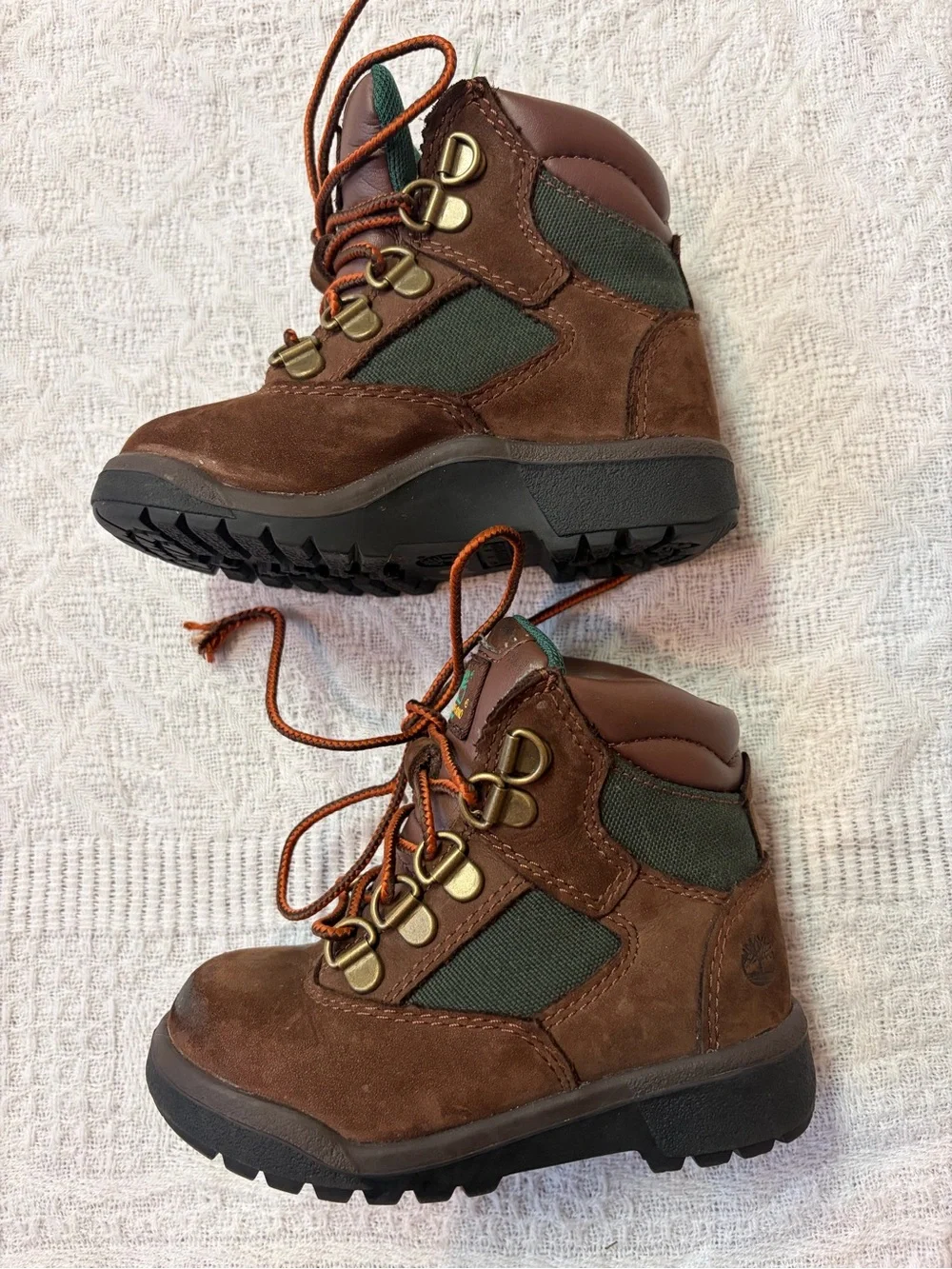 Timberland Brown and Green Kids Hiking Boots